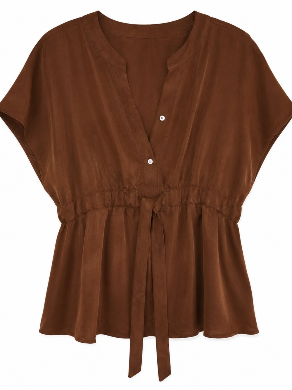 SHEIN Brown Tie-Front V-Neck Tunic 3x